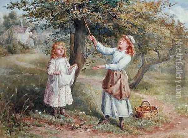 Picking Apples Oil Painting - Samuel McCloy