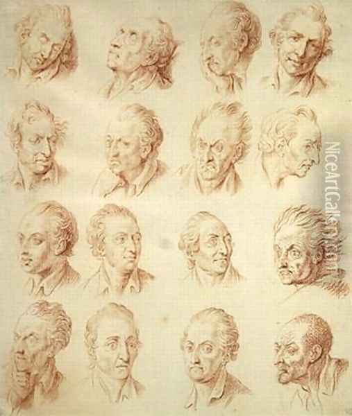 Studies of Facial Expressions Oil Painting - Daniel Nikolaus Chodowiecki