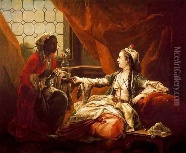 Sultana (representing Madame Pompadour) Oil Painting - Carle van Loo