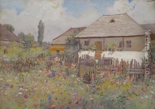 Gradina Din Fata Casei Oil Painting - Nicolae Grant