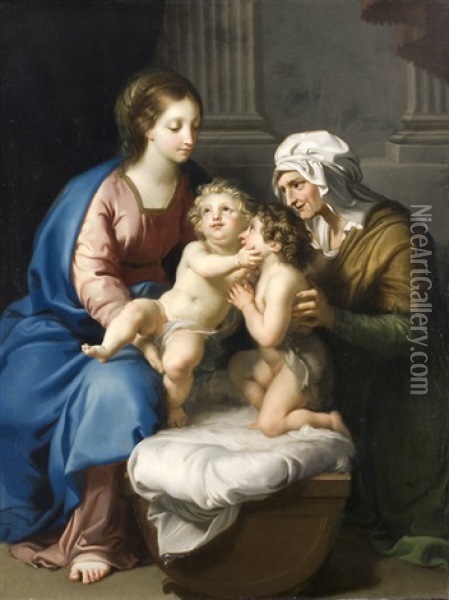 Madonna Con Bambino, Sant'anna, O Sant'elisabetta E San Giovannino Oil Painting - Antonio Cavallucci