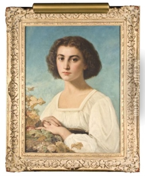Portrait Of A Maiden Oil Painting - Adolphe Jourdan