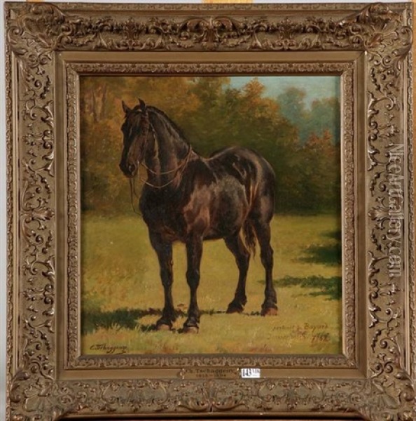 Portrait D'un Cheval Nomme Bayard Oil Painting - Charles Philogene Tschaggeny