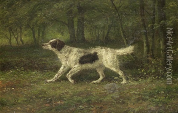 A Setter In The Field Oil Painting - Willem Carel Nakken