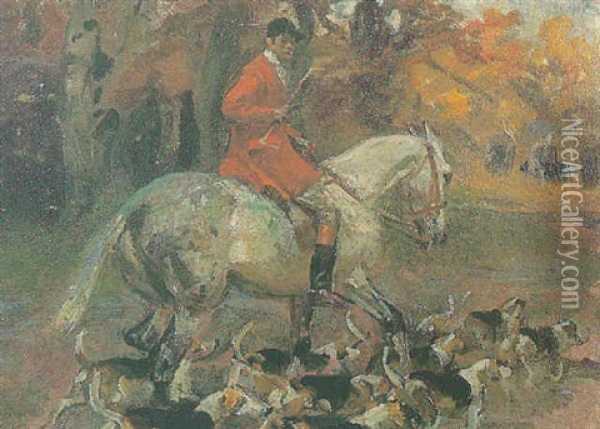 La Chasse A Courre Oil Painting - Woiciech (Aldabert) Ritter von Kossak