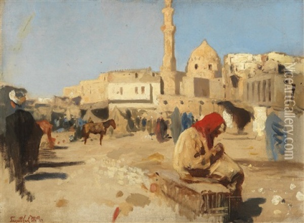Rumele Square With The Sultan Hassan Mosque Oil Painting - Carl Leopold Mueller