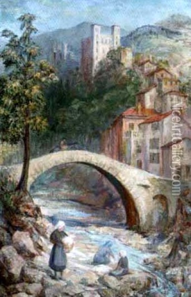 Dolce Acqua - The Roman Bridge, Ventimiglia Oil Painting - Mabel Illingworth Varley