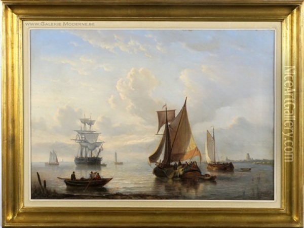 Bateaux De Peche Oil Painting - George Willem Opdenhoff