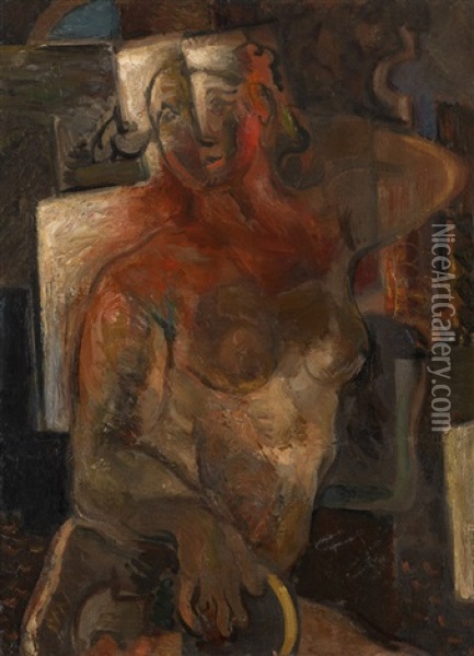 Female Nude Oil Painting - Vladimir Davidovich Baranoff-Rossine