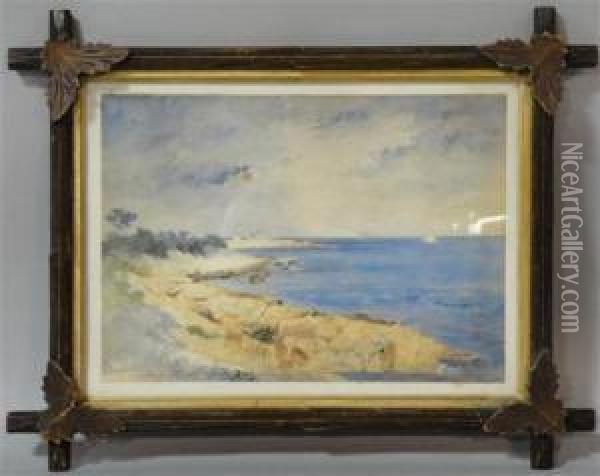 At Rockport Oil Painting - Charles Herbert Woodbury