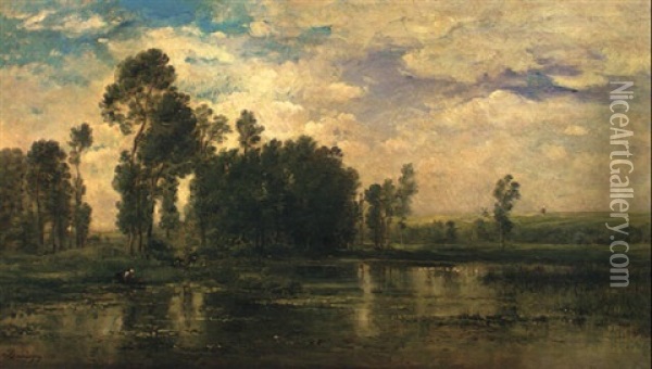 Summer On The River Oise Oil Painting - Charles Francois Daubigny