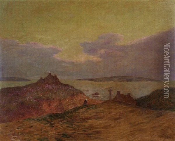 Crepuscule Dans Le Golfe Du Morbihan Oil Painting - Ferdinand du Puigaudeau
