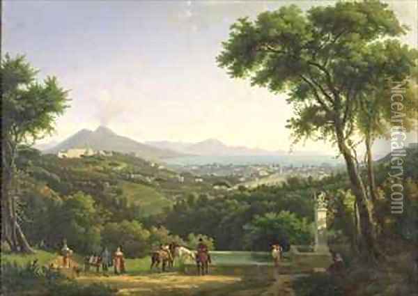 View of Naples from Capodimonte Oil Painting - Alexandre-Hyacinthe Dunouy