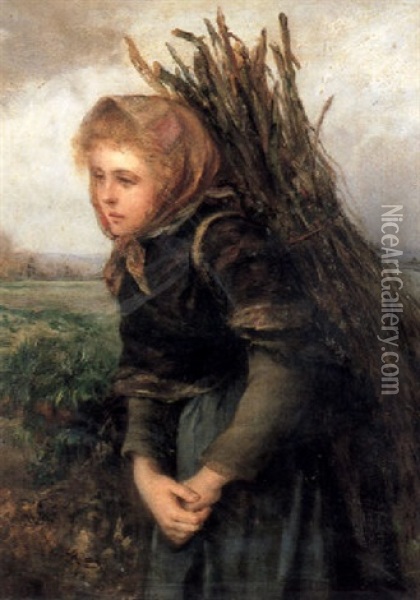 Young Female Faggot Gatherer Oil Painting - Sir Hubert von Herkomer