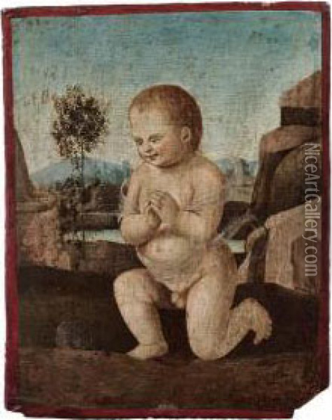 Gesu Bambino In Preghiera Oil Painting - Pietro Perugino