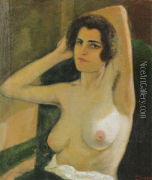 In Posa Oil Painting - Pietro Bianco Bortoluzzi