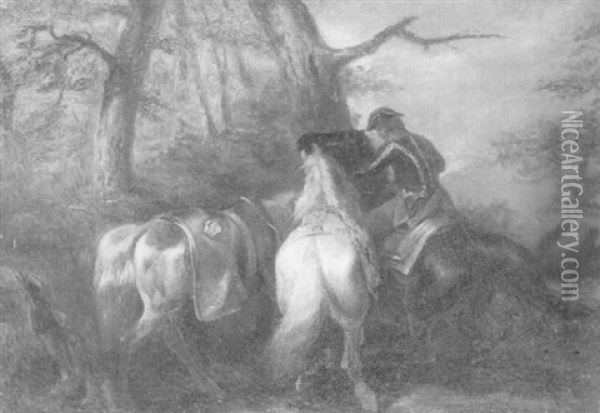 Pferde Am Waldrand Oil Painting - Theodore Gericault