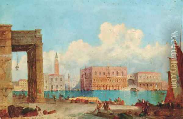 Santa Maria della Salute and The Doge's Palace from the Dogana, Venice Oil Painting - William Meadows