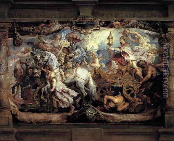 Triumph of Church over Fury, Discord, and Hate 1628 Oil Painting - Peter Paul Rubens