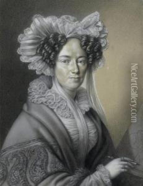 Portrait Of Wilhelmine Countess Zu Munster While Drawing Oil Painting - Rudolf Suhrlandt