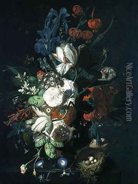 Vase with Flowers 2 Oil Painting - Jan Van Huysum
