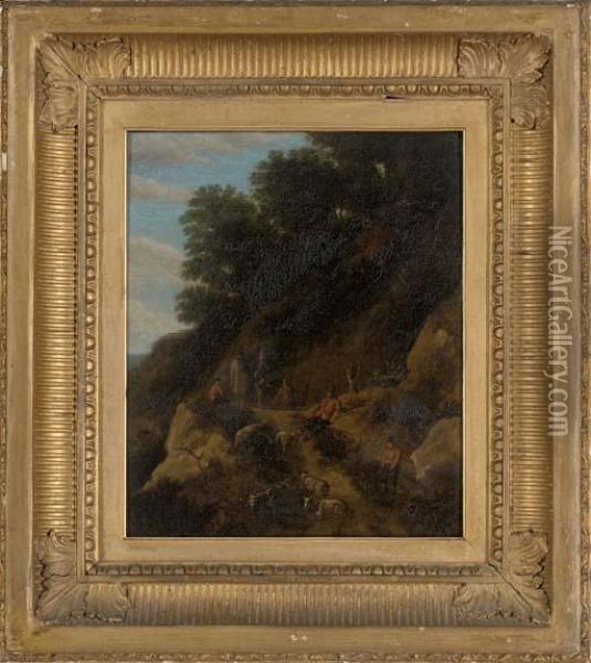 A Wooded Landscape With Soldiers On A Track Oil Painting - Jan Gabrielsz. Sonje