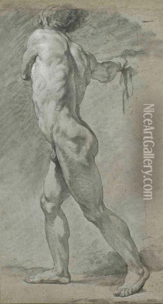 A Standing Male Nude, Seen In Profile, Turned To The Right 
Signed 'lepicie' Oil Painting - Francois-Bernard Lepicie