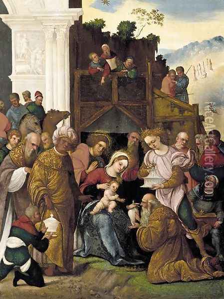 Adoration of the Magi 1522 Oil Painting - Ludovico Mazzolino