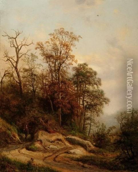 Hod . Figure On Forest Path Oil Painting - Edmund Hod