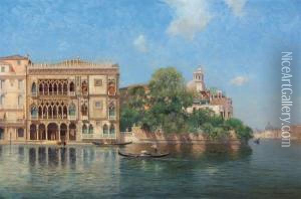 Gondola In Venice Oil Painting - Warren W. Sheppard