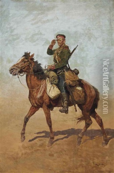 Cossack On A Horse Oil Painting - George Bertin Scott