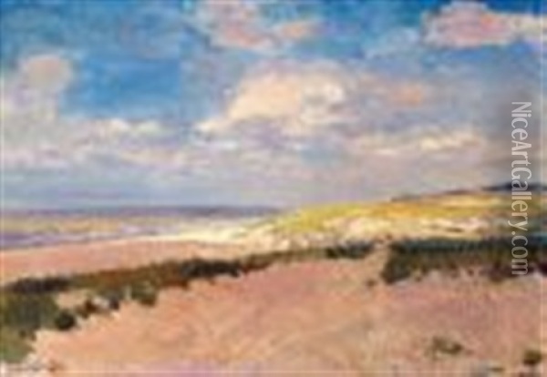 Beachscape With Distant Building Oil Painting - Frans David Oerder