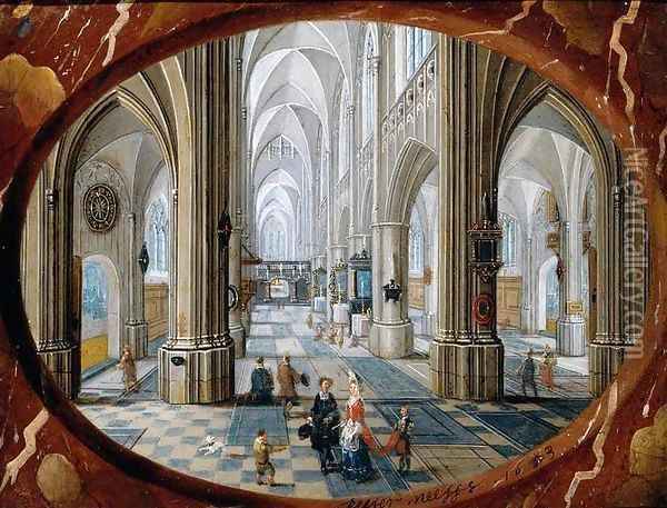Interior of a Gothic Church 2 Oil Painting - Peeter, the Younger Neeffs