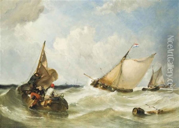 Fishing Boats Off Briel Oil Painting - William Simson