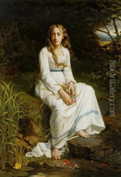 Ophelia Oil Painting - Jan Portielje