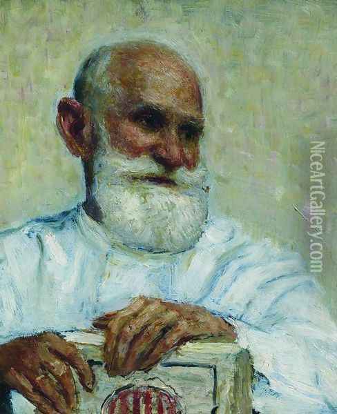 Portrait of the physiologist Ivan Petrovich Pavlov Oil Painting - Ilya Efimovich Efimovich Repin
