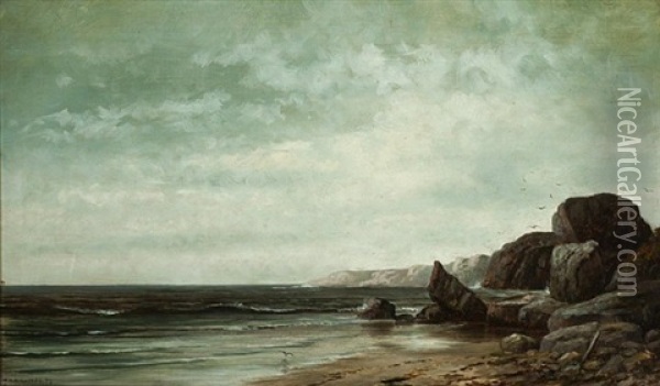 New England Coastline Oil Painting - William Henry Hilliard