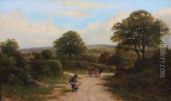 Travellers On A Country Lane Oil Painting - Carl Brennir
