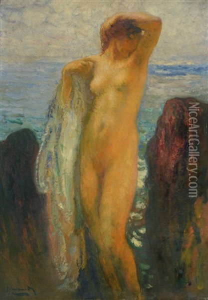 Desnudo En Las Rocas Oil Painting - Michel Simonidy