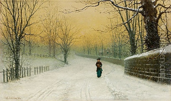 Vinterpromenad Oil Painting - Arthur E. Grimshaw