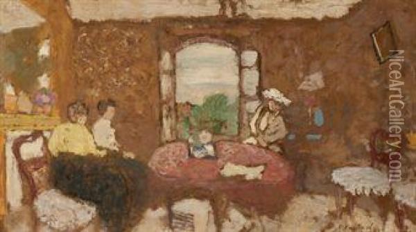 Lucy Hessel En Visite A Cricqueboeuf Oil Painting - Jean-Edouard Vuillard