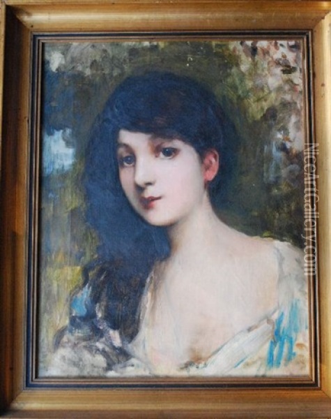 Portrait De Jeune Fille Oil Painting - Edmond Jean de Pury