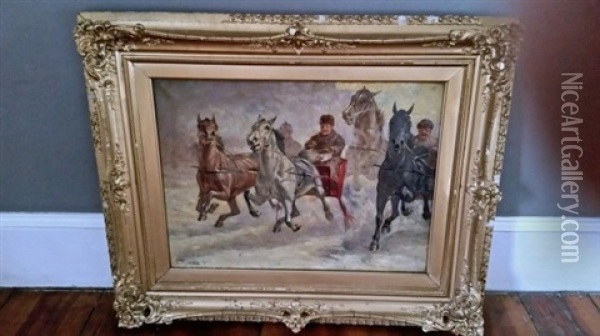 Sleigh And Horses Oil Painting - Frederick Mortimer Lamb