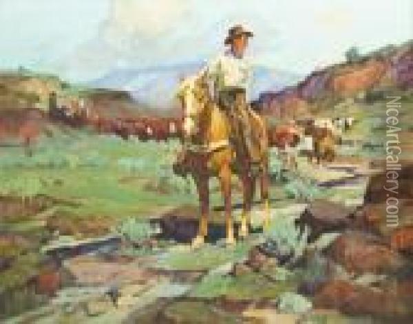 The Trail Herd Oil Painting - Frank Tenney Johnson