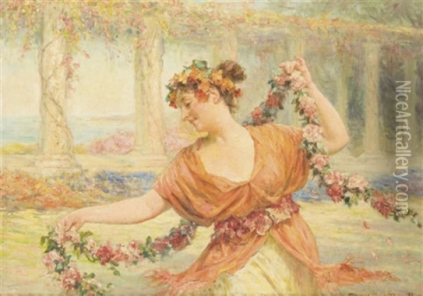 Le Collier De Fleurs Oil Painting - Eugene Auguste Francois Deully