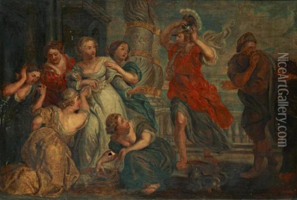 Killes Bland Lykomedes Dottrar Oil Painting - Peter Paul Rubens