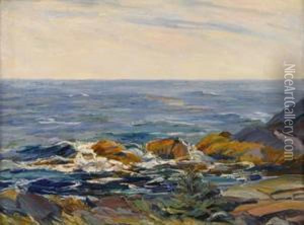 Breakers On The Rocks Oil Painting - Mary Cable Butler