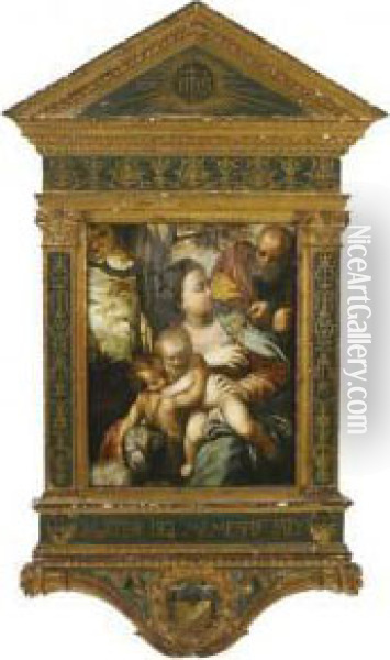 The Holy Family With Infant Saint John The Baptist Oil Painting - Hendrick Bloemaert