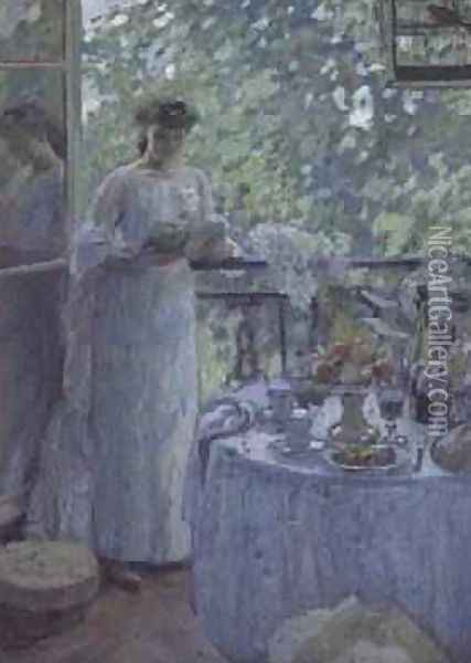Woman on a Balcony Oil Painting - Henri Ottmann