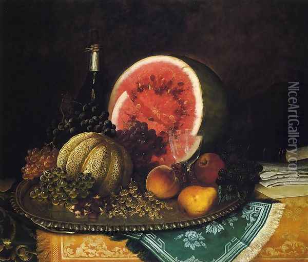 Still Life with Watermelon Oil Painting - William Mason Brown